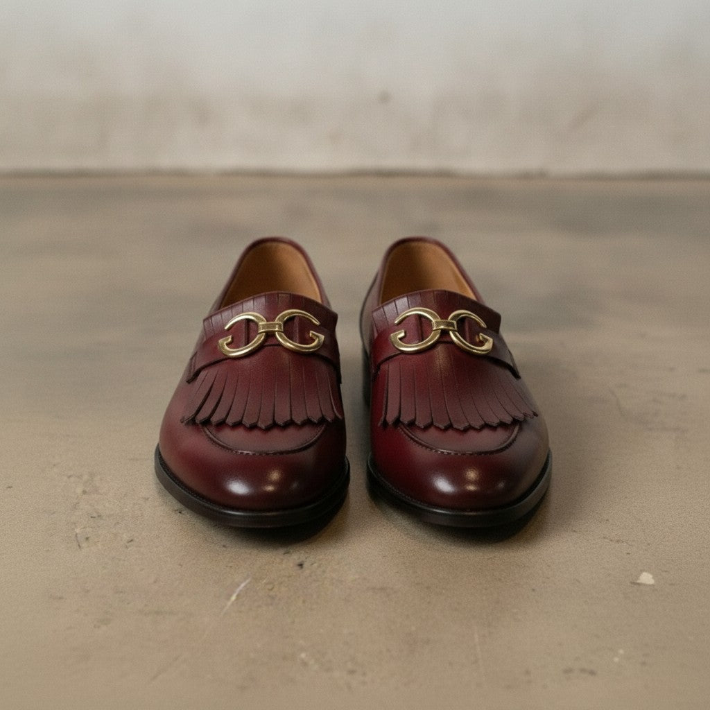 Men's Burgundy Leather Bit Loafers