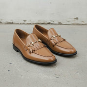 Men's Tan Apron-Toe Leather Bit Loafers