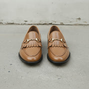 Men's Tan Apron-Toe Leather Bit Loafers