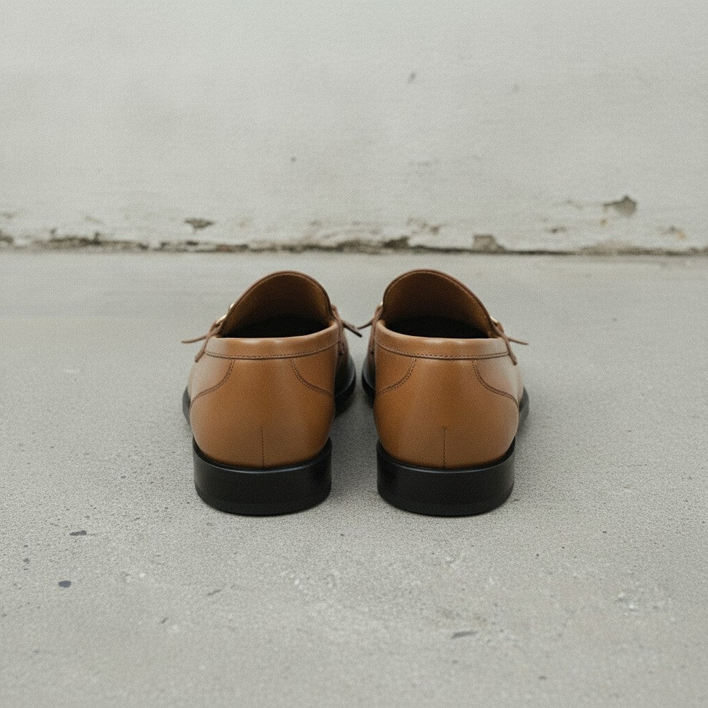 Men's Tan Apron-Toe Leather Bit Loafers