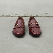 Men's Burgundy Apron-Toe Leather Bit Loafers