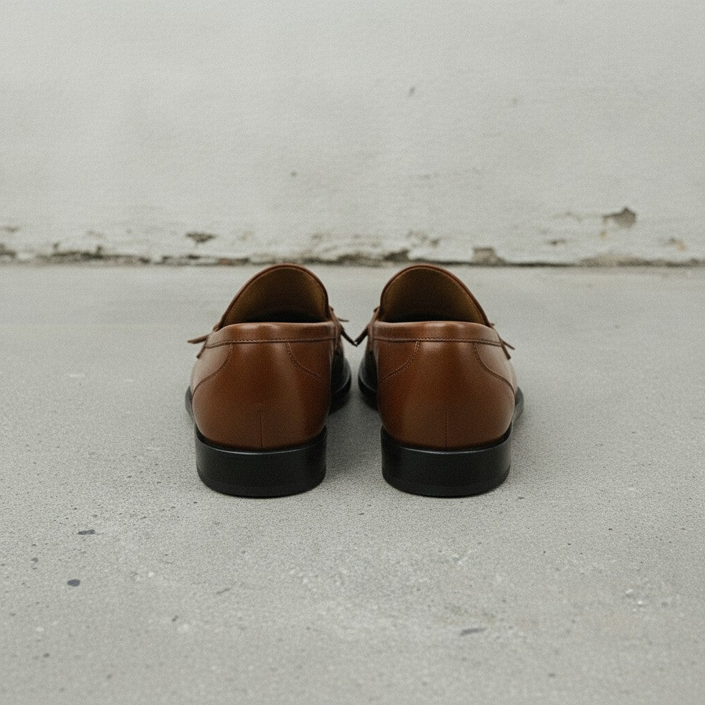 Men's Brown Apron-Toe Leather Bit Loafers