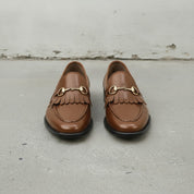 Men's Brown Apron-Toe Leather Bit Loafers