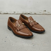 Men's Brown Apron-Toe Leather Bit Loafers