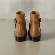 Men's Tan Plain-Toe Leather Ankle Boots