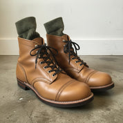 Men's Tan Cap-Toe Leather Lace-Up Boots