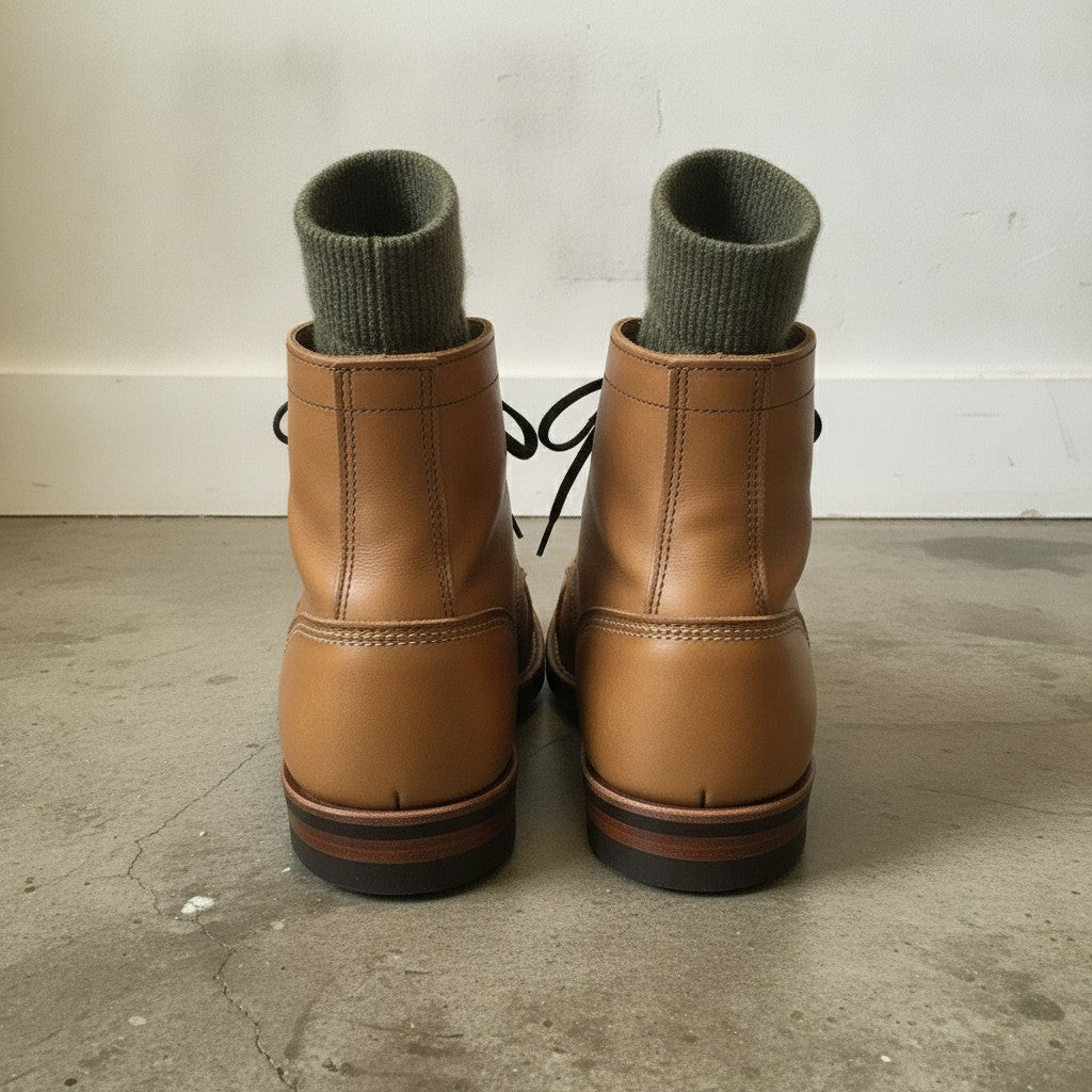 Men's Tan Cap-Toe Leather Lace-Up Boots