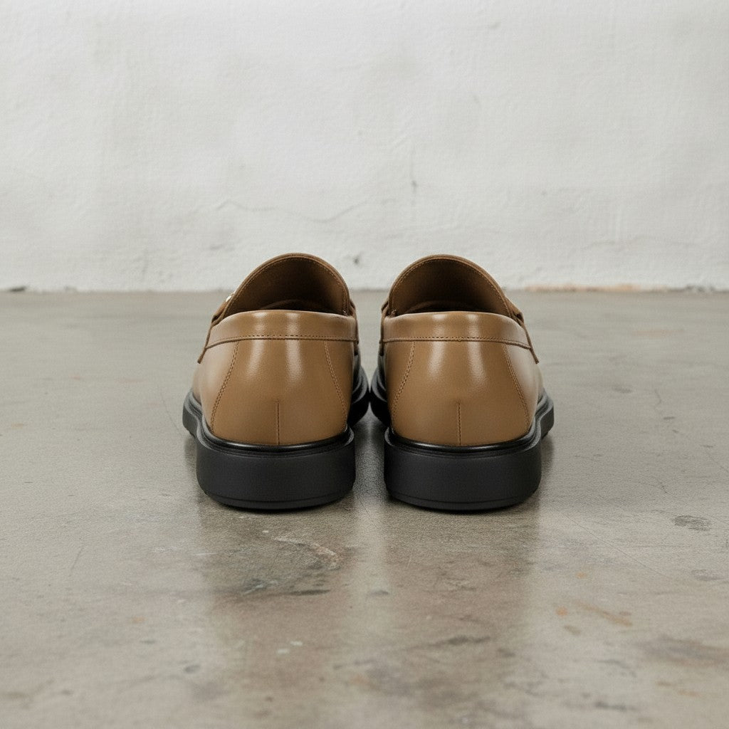 Men's Tan Apron-Toe Leather Bit Loafers