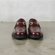 Men's Burgundy Apron-Toe Leather Bit Loafers