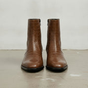Men's Brown Crocodile-Embossed Leather Ankle Boots