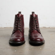 Men's Burgundy Wingtip Leather Derby Boots