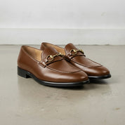 Men's Brown Apron-Toe Leather Bit Loafers