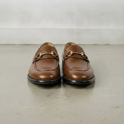 Men's Brown Apron-Toe Leather Bit Loafers