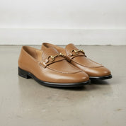 Men's Tan Apron-Toe Leather Bit Loafers