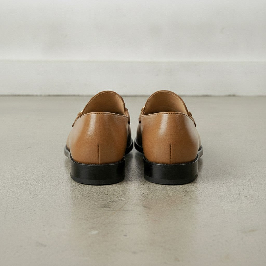 Men's Tan Apron-Toe Leather Bit Loafers