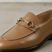 Men's Tan Apron-Toe Leather Bit Loafers