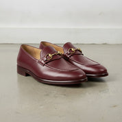 Men's Burgundy Apron-Toe Leather Bit Loafers