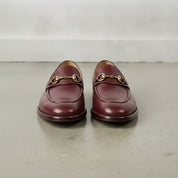 Men's Burgundy Apron-Toe Leather Bit Loafers