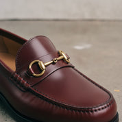 Men's Burgundy Apron-Toe Leather Bit Loafers