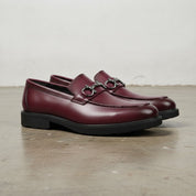 Men's Burgundy Apron-Toe Leather Bit Loafers
