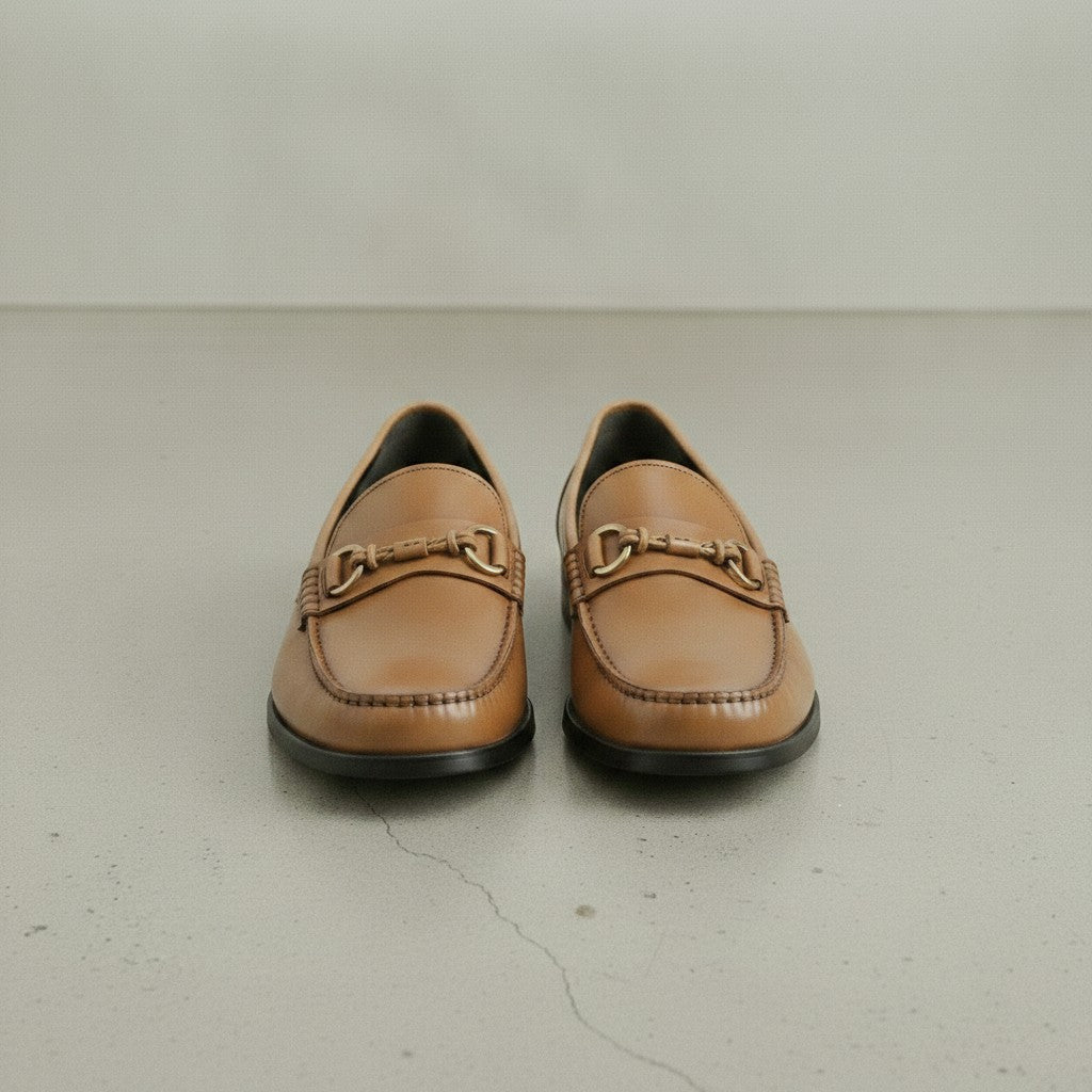 Men's Tan Apron-Toe Leather Bit Loafers — Elwood
