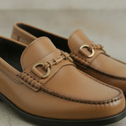 Men's Tan Apron-Toe Leather Bit Loafers — Elwood