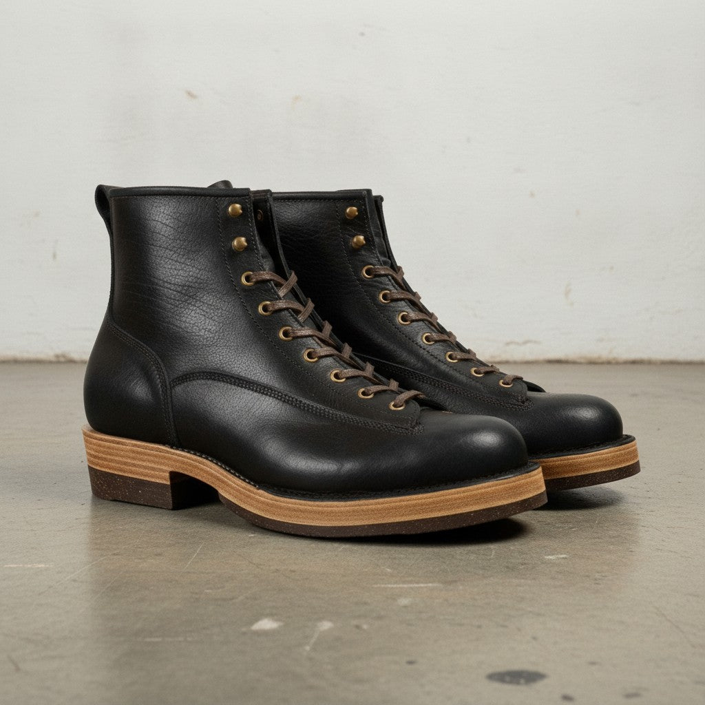 Men's Black Plain-Toe Leather Ankle Boots — Greenfield