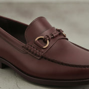 Men's Burgundy Apron-Toe Leather Bit Loafers — Elwood