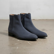 Men's Navy Blue Plain-Toe Suede Ankle Boots
