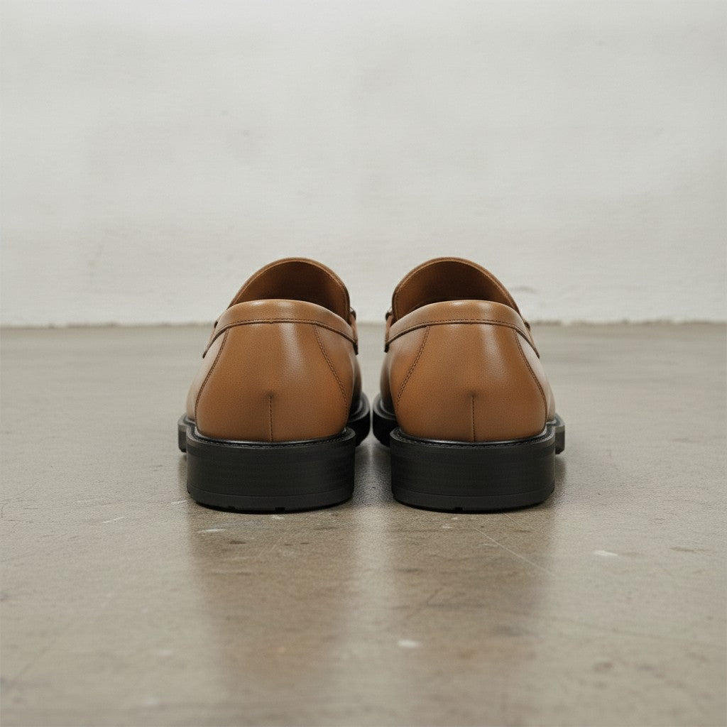 Men's Tan Apron-Toe Leather Bit Loafers