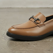 Men's Tan Apron-Toe Leather Bit Loafers