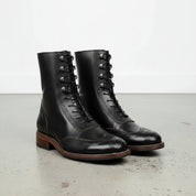 Men's Black Wingtip Cap-Toe Leather Ankle Boots — Lutton