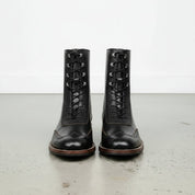 Men's Black Wingtip Cap-Toe Leather Ankle Boots — Lutton