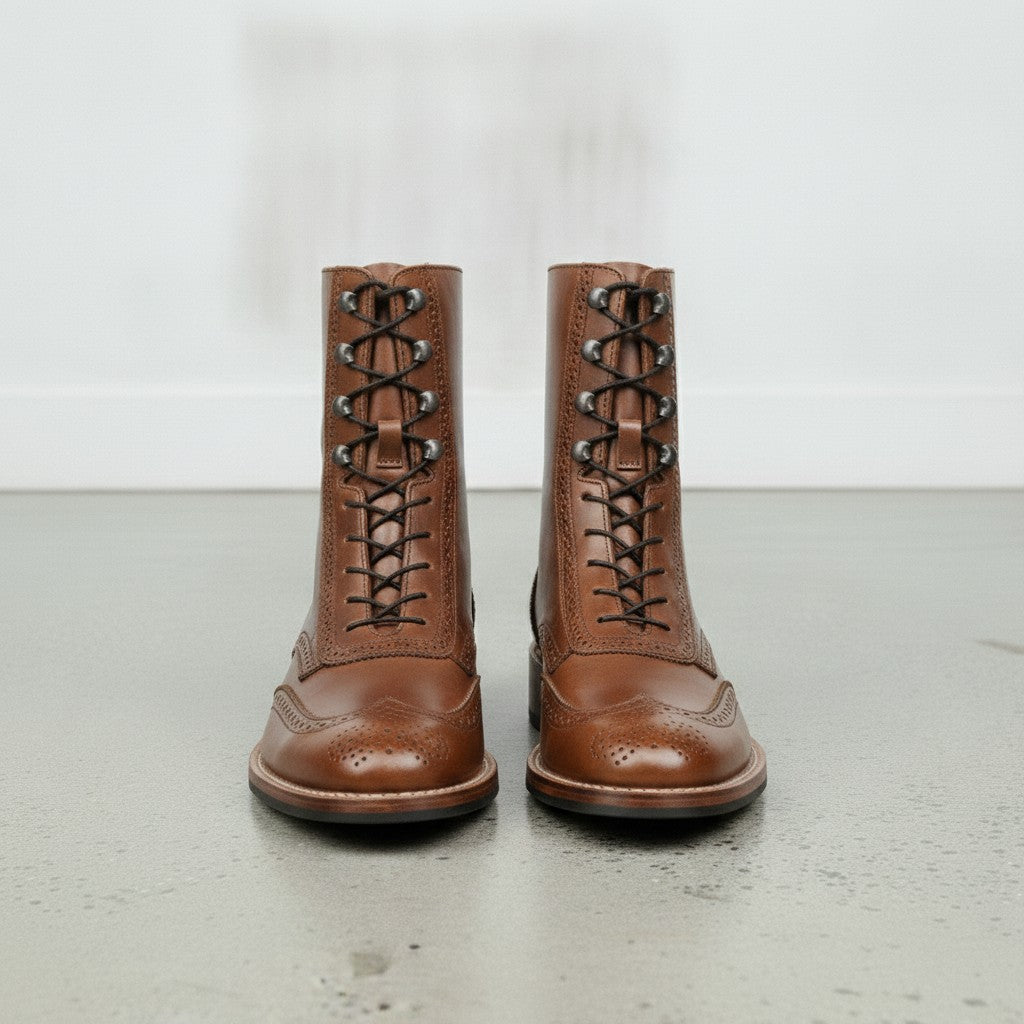 Men's Brown Wingtip Leather Ankle Boots