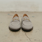 Men's Light Gray Apron-Toe Suede Bit Loafers