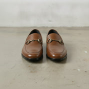 Men's Brown Apron-Toe Leather Bit Loafers