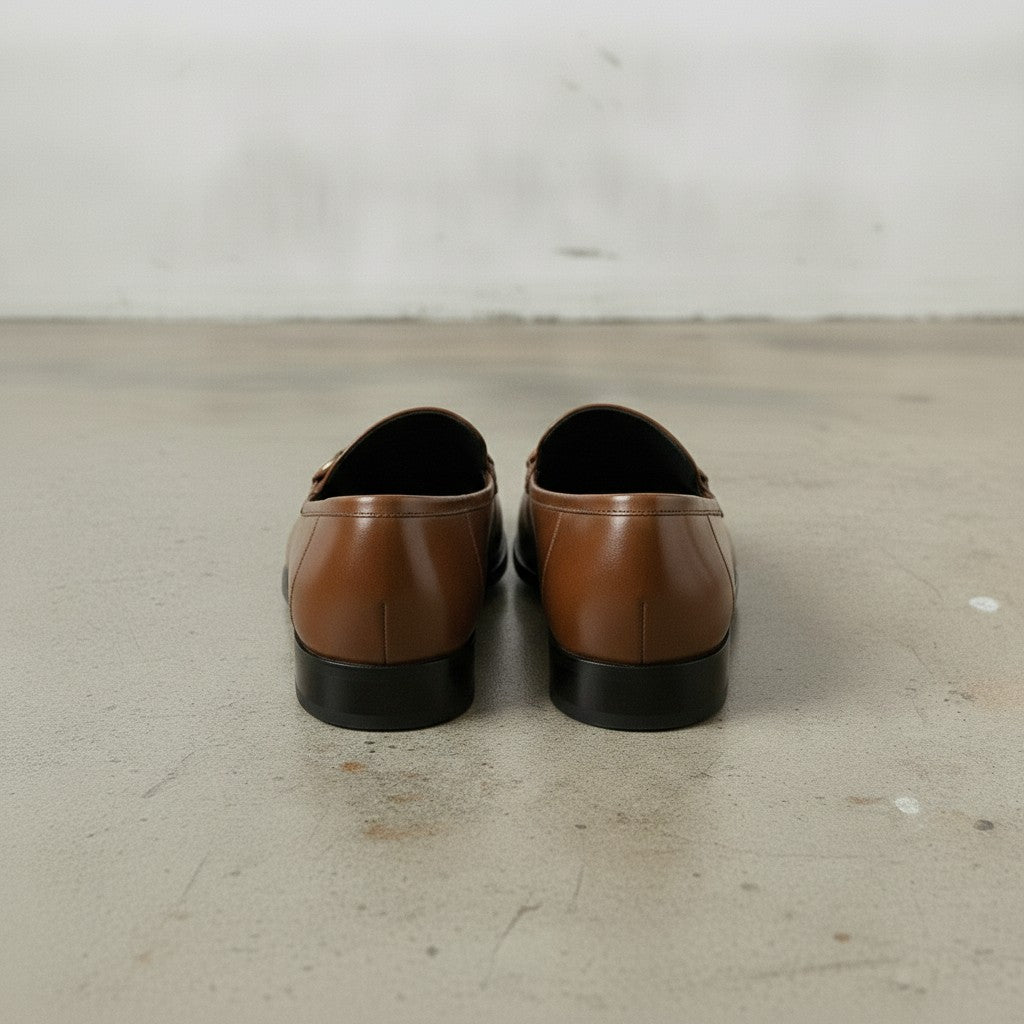 Men's Brown Apron-Toe Leather Bit Loafers
