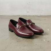 Men's Burgundy Apron-Toe Leather Bit Loafers