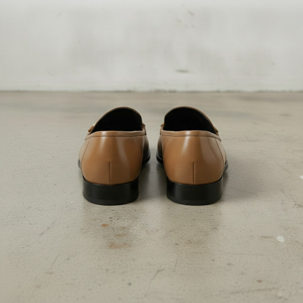 Men's Tan Apron-Toe Leather Bit Loafers