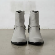 Men's Light Gray Plain-Toe Suede Harness Boots