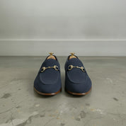 Men's Navy Blue Suede Bit Loafers