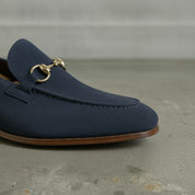 Men's Navy Blue Suede Bit Loafers