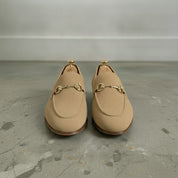 Men's Tan Apron-Toe Suede Bit Loafers