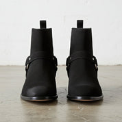 Men's Black Plain-Toe Suede Biker Boots — Brindle