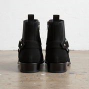 Men's Black Plain-Toe Suede Biker Boots — Brindle