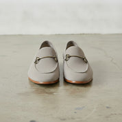 Men's Light Gray Apron-Toe Suede Bit Loafers