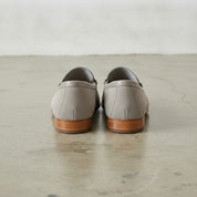 Men's Light Gray Apron-Toe Suede Bit Loafers