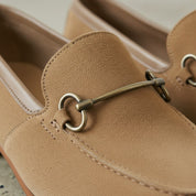 Men's Tan Apron-Toe Suede Bit Loafers