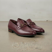 Men's Burgundy Apron-Toe Leather Bit Loafers