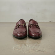 Men's Burgundy Apron-Toe Leather Bit Loafers